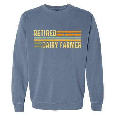 Retired Dairy Farmer Distressed Retirement Retire Cow Cattle Garment-Dyed Sweatshirt