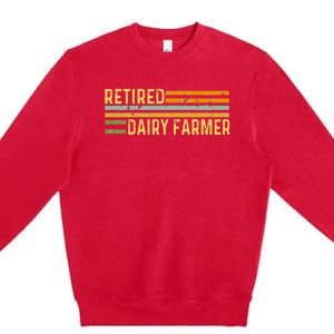 Retired Dairy Farmer Distressed Retirement Retire Cow Cattle Premium Crewneck Sweatshirt