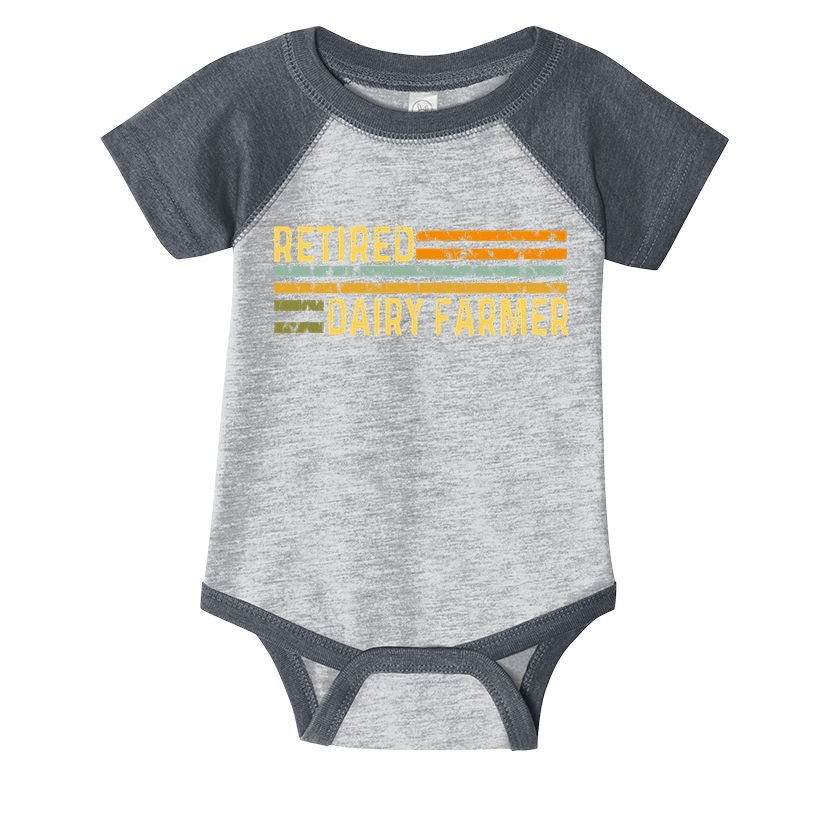 Retired Dairy Farmer Distressed Retirement Retire Cow Cattle Infant Baby Jersey Bodysuit