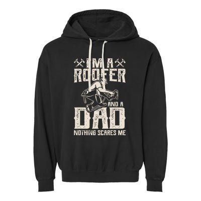 Roofer Dad Funny Roofing Novelty Garment-Dyed Fleece Hoodie