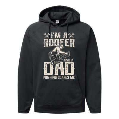 Roofer Dad Funny Roofing Novelty Performance Fleece Hoodie