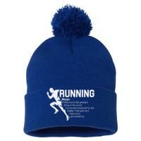 Running Definition Funny Marathon Runner Graphic Gift Pom Pom 12in Knit Beanie