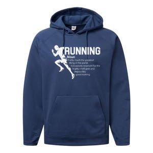 Running Definition Funny Marathon Runner Graphic Gift Performance Fleece Hoodie