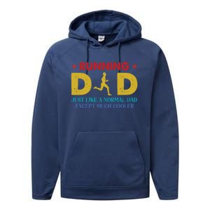 Running Dad Funny Marathon Runner FatherS Day Gift Performance Fleece Hoodie