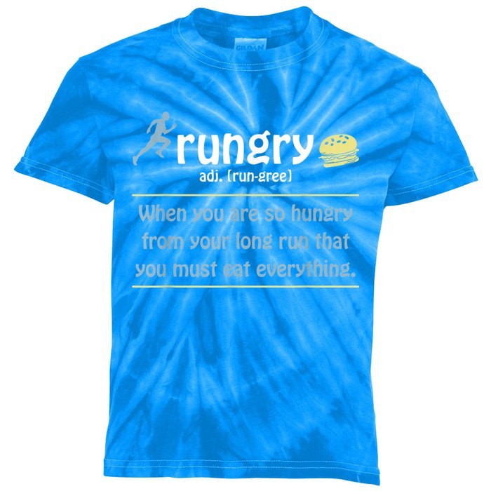 Rungry Definition Funny Runner Marathon Quote Love Running Kids Tie-Dye T-Shirt