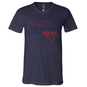 Ron DeSantis Freedom Lives Here Don't Tread On Florida 2022 V-Neck T-Shirt