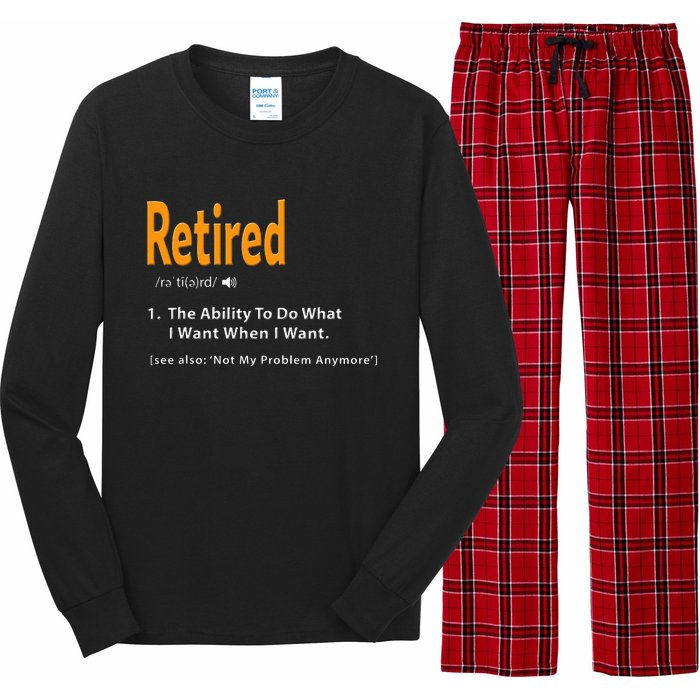 Retired Definition Funny Retirement Gag Gift Long Sleeve Pajama Set