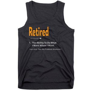 Retired Definition Funny Retirement Gag Gift Tank Top