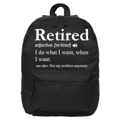 Retired Definition Funny Retirement Gag Gift 16 in Basic Backpack