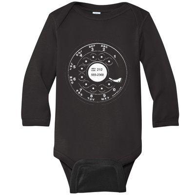 Rotary Dial Funny Telephone Old School 80s Love Phone Baby Long Sleeve Bodysuit