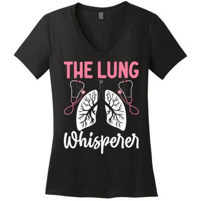 Rt Doctor Funny Respiratory Therapist The Lung Whisperer Women's V-Neck T-Shirt