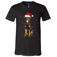 Rottweiler Dog Family Matching Santa Rottweiler Christmas V-Neck T-Shirt