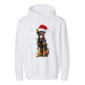 Rottweiler Dog Family Matching Santa Rottweiler Christmas Garment-Dyed Fleece Hoodie