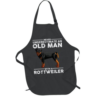 Rottweiler Designs For Dad Grandpa Rottie Lovers Full-Length Apron With Pockets