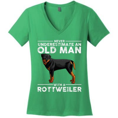 Rottweiler Designs For Dad Grandpa Rottie Lovers Women's V-Neck T-Shirt