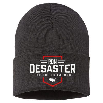 Ron DeSaster Failure To Launch Ron DeSantis 2024 Funny Meme Sustainable Knit Beanie