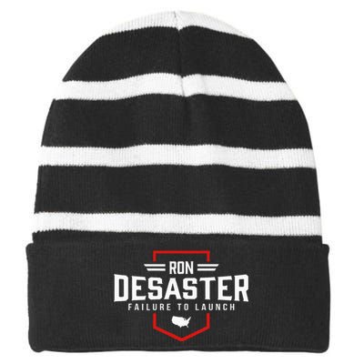 Ron DeSaster Failure To Launch Ron DeSantis 2024 Funny Meme Striped Beanie with Solid Band