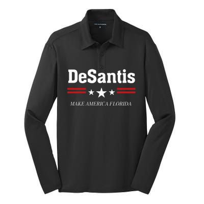 Ron Desantis For President 2024 Election Proud Republican Silk Touch Performance Long Sleeve Polo