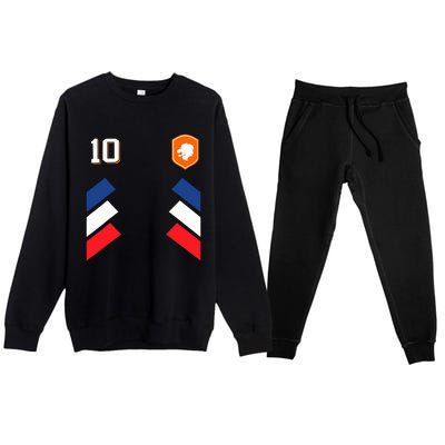 Retro10 Dutch Football Netherlands Soccer Netherlands Flag Premium Crewneck Sweatsuit Set