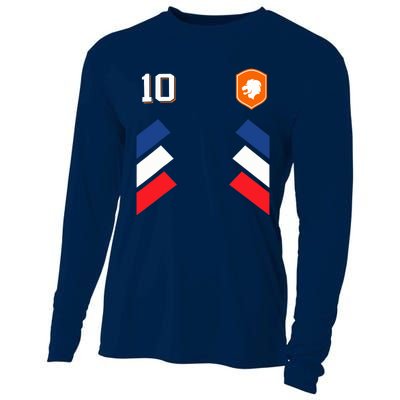 Retro10 Dutch Football Netherlands Soccer Netherlands Flag Cooling Performance Long Sleeve Crew