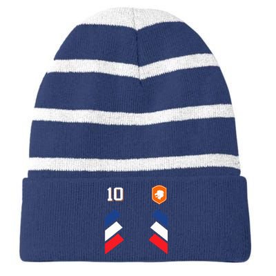 Retro10 Dutch Football Netherlands Soccer Netherlands Flag Striped Beanie with Solid Band