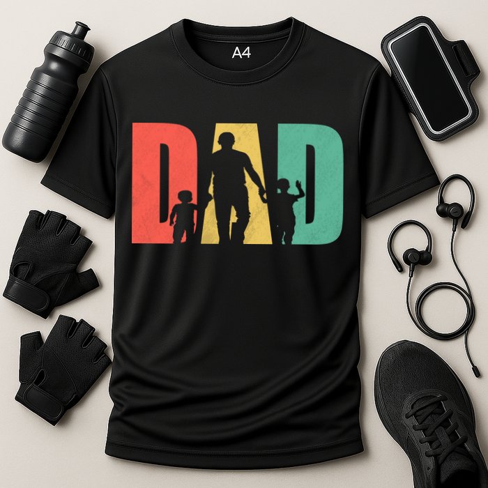 Retro Dad Fathers Day Gift Cooling Performance Crew T-Shirt