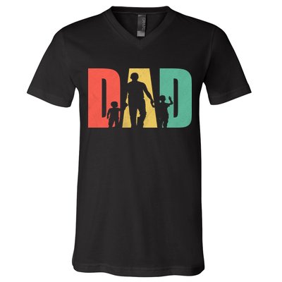 Retro Dad Fathers Day Gift V-Neck T-Shirt