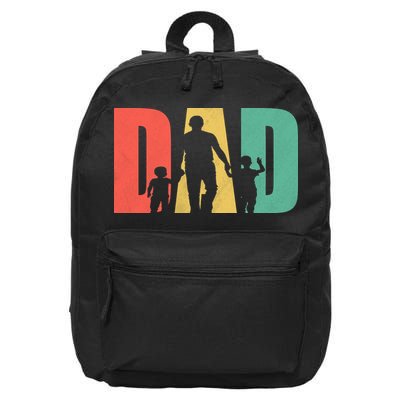 Retro Dad Fathers Day Gift 16 in Basic Backpack