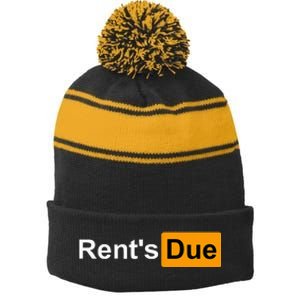 RentS Due Funny Rent Is Due Roommates Bodybuilding Stripe Pom Pom Beanie