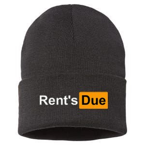 RentS Due Funny Rent Is Due Roommates Bodybuilding Sustainable Knit Beanie