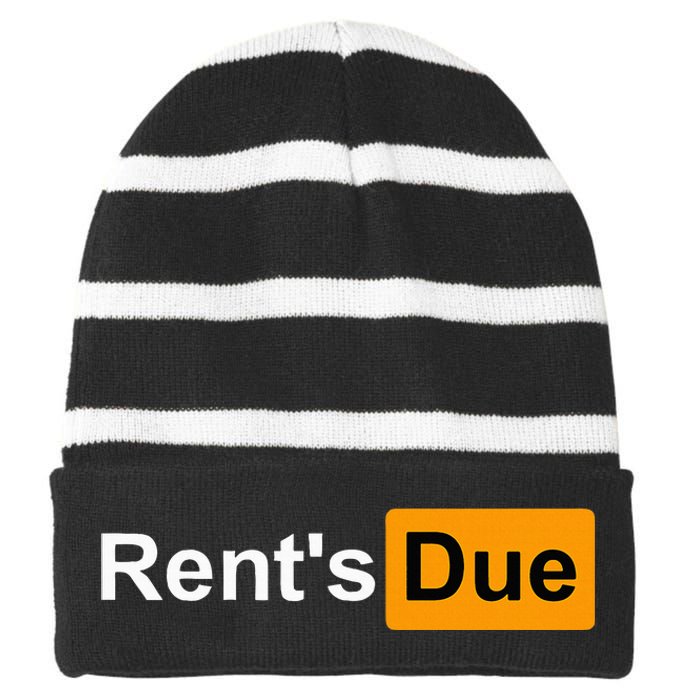 RentS Due Funny Rent Is Due Roommates Bodybuilding Striped Beanie with Solid Band