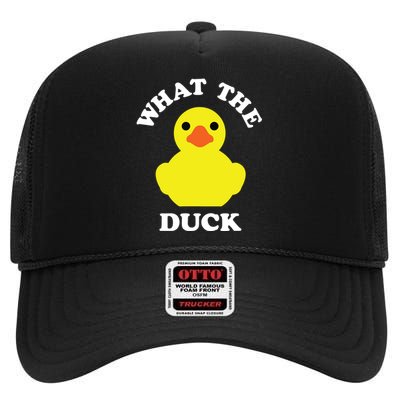 Rubber Ducky, Funny Pun What The DUCK High Crown Mesh Back Trucker Hat