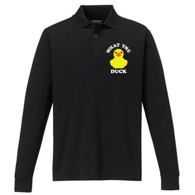 Rubber Ducky, Funny Pun What The DUCK Performance Long Sleeve Polo