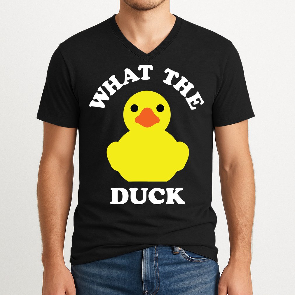 Rubber Ducky, Funny Pun What The DUCK V-Neck T-Shirt