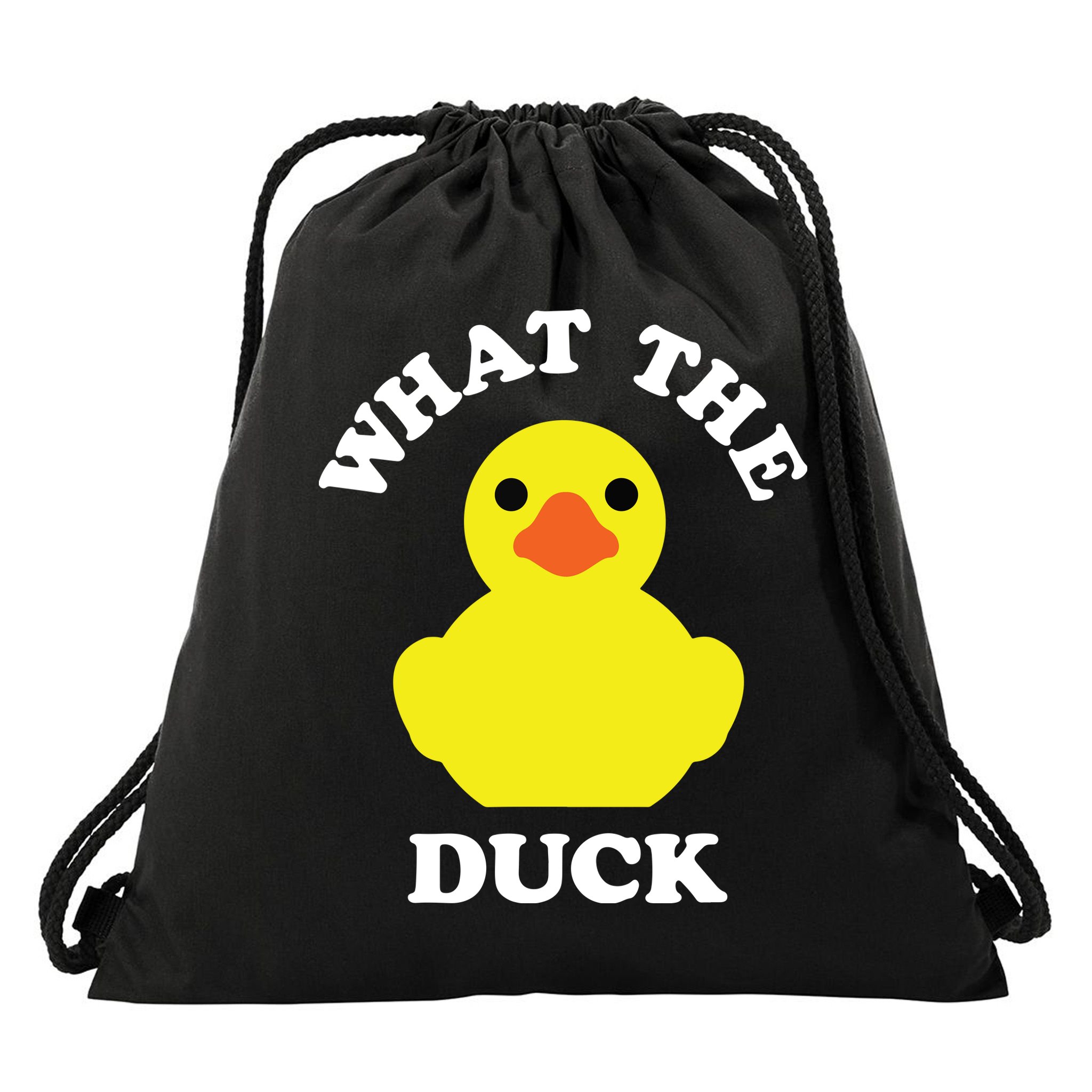 Rubber Ducky, Funny Pun What The DUCK Drawstring Bag