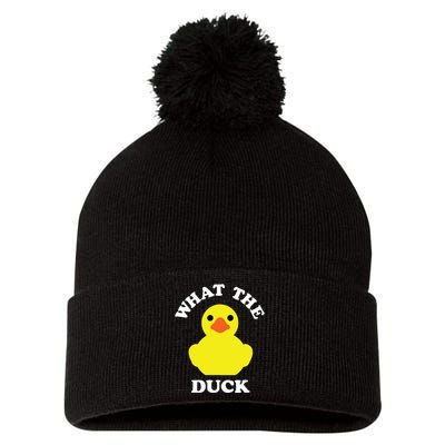 Rubber Ducky, Funny Pun What The DUCK Pom Pom 12in Knit Beanie