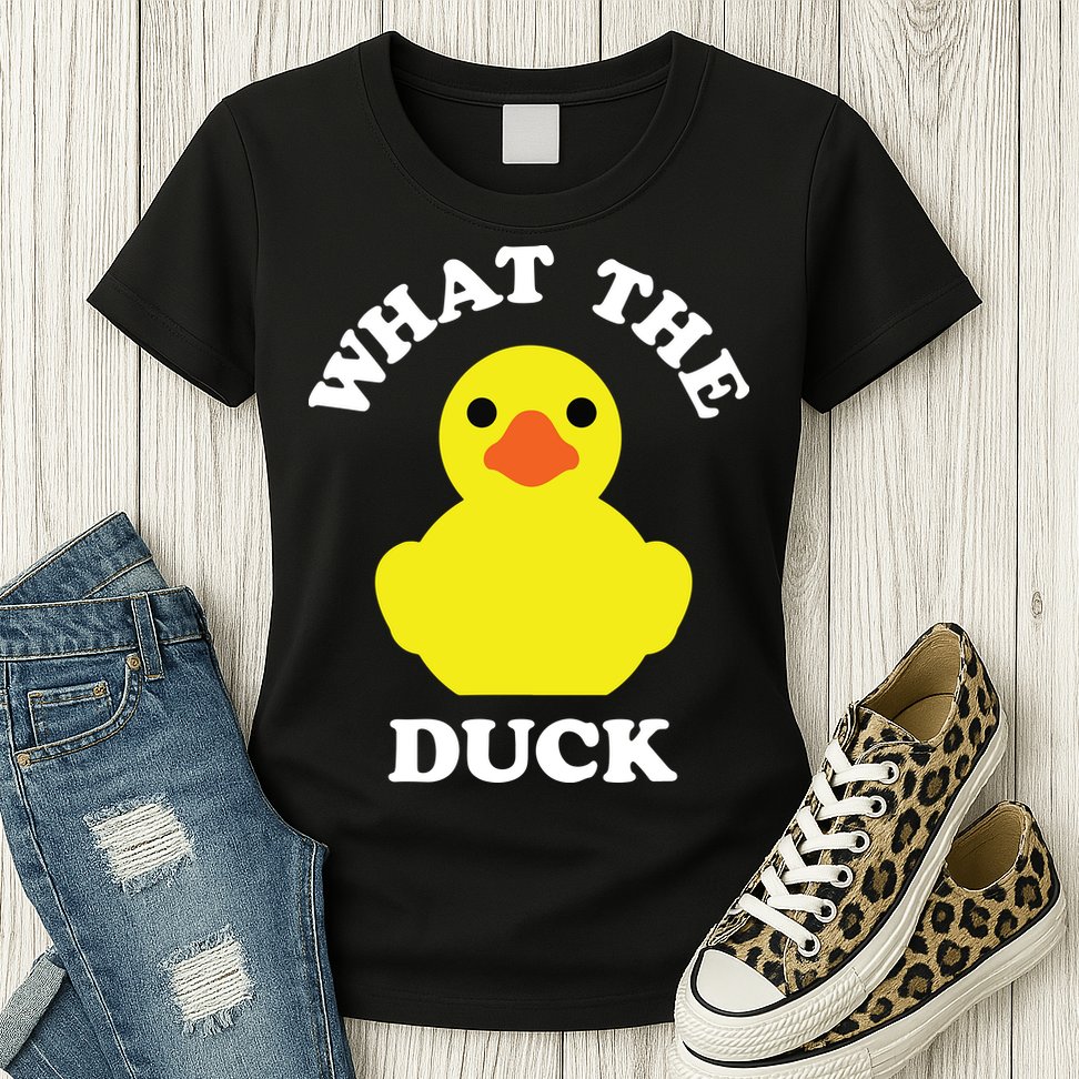 Rubber Ducky, Funny Pun What The DUCK Womens T-Shirt