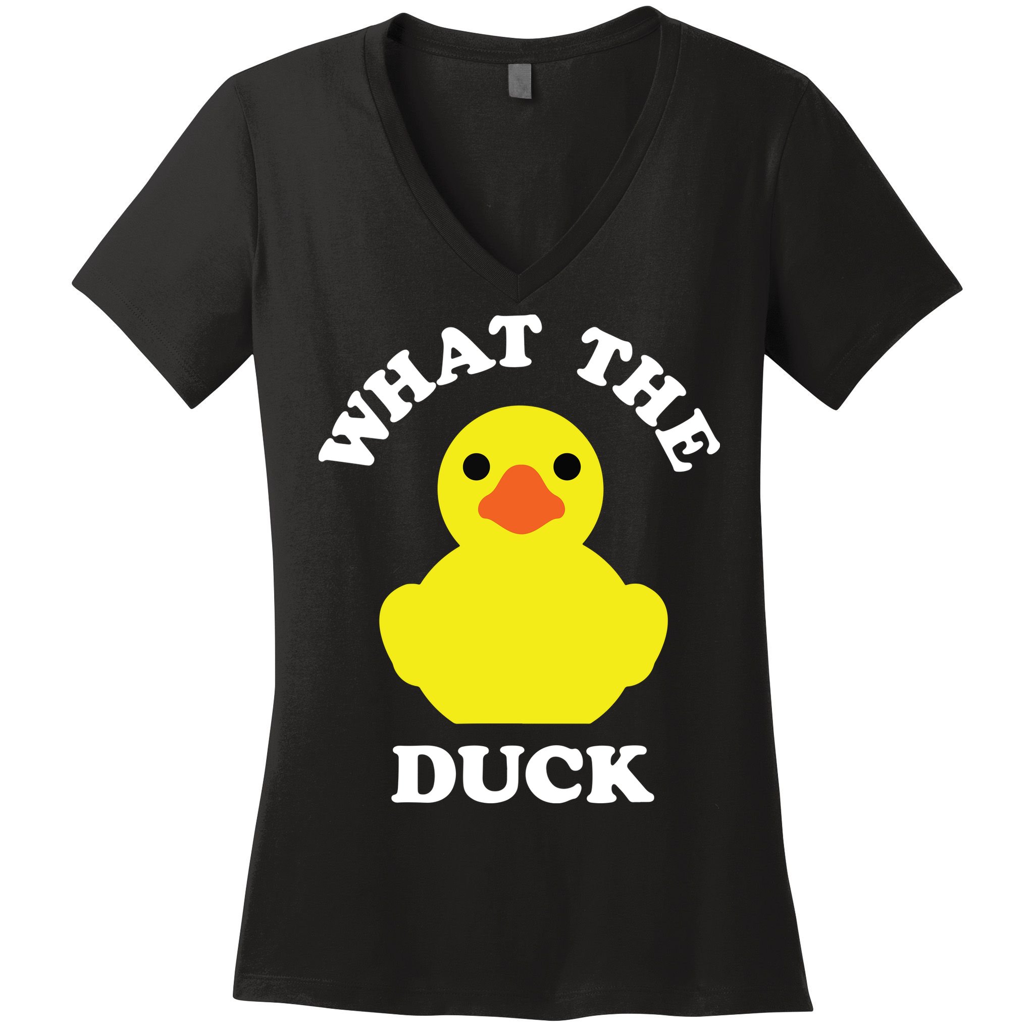 Rubber Ducky, Funny Pun What The DUCK Women's V-Neck T-Shirt