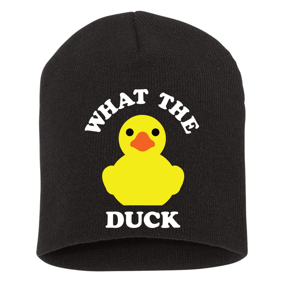 Rubber Ducky, Funny Pun What The DUCK Short Acrylic Beanie