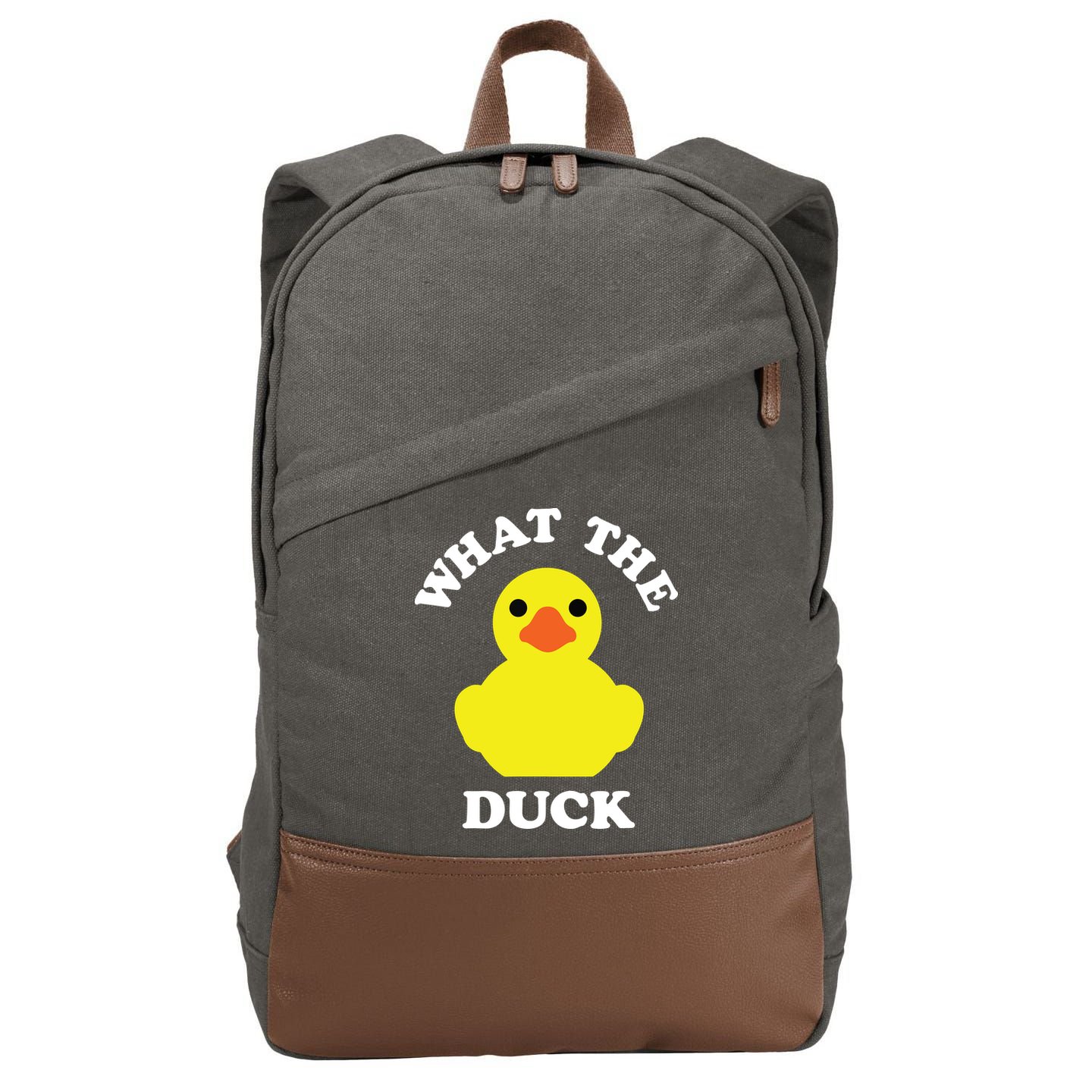 Rubber Ducky, Funny Pun What The DUCK Cotton Canvas Backpack