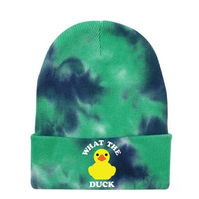 Rubber Ducky, Funny Pun What The DUCK Tie Dye 12in Knit Beanie