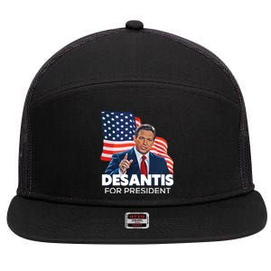 Ron DeSantis For President 2024 Election Proud Republican 7 Panel Mesh Trucker Snapback Hat