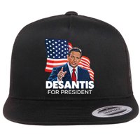 Ron DeSantis For President 2024 Election Proud Republican Flat Bill Trucker Hat