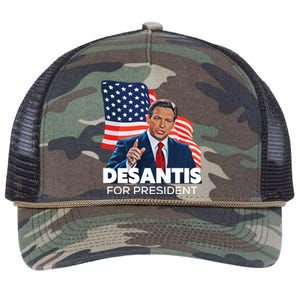 Ron DeSantis For President 2024 Election Proud Republican Retro Rope Trucker Hat Cap