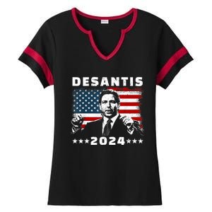 Ron DeSantis For President 2024 Election Proud Republican Ladies Halftime Notch Neck Tee