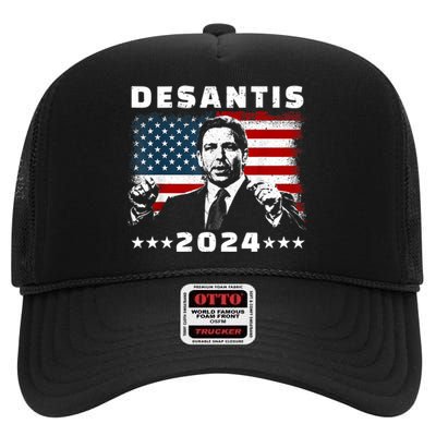 Ron DeSantis For President 2024 Election Proud Republican High Crown Mesh Back Trucker Hat