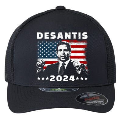 Ron DeSantis For President 2024 Election Proud Republican Flexfit Unipanel Trucker Cap