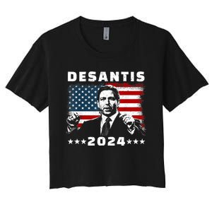 Ron DeSantis For President 2024 Election Proud Republican Women's Crop Top Tee