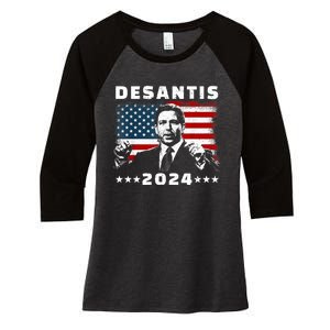 Ron DeSantis For President 2024 Election Proud Republican Women's Tri-Blend 3/4-Sleeve Raglan Shirt