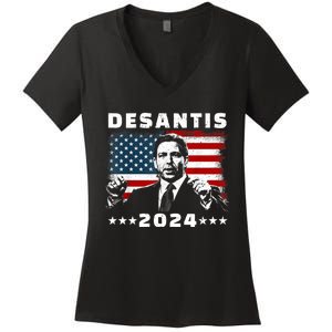 Ron DeSantis For President 2024 Election Proud Republican Women's V-Neck T-Shirt